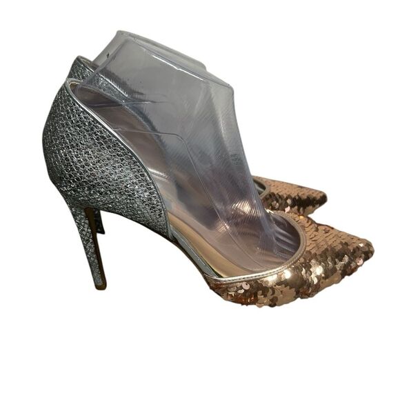 INTERNATIONAL CONCEPTS Womens Sequin Silver Heels Size 8 Party Holiday Christmas - Picture 4 of 11